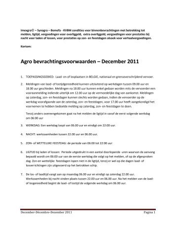 Agro bevrachtingsvoorwaarden ? December 2011 - Nprc