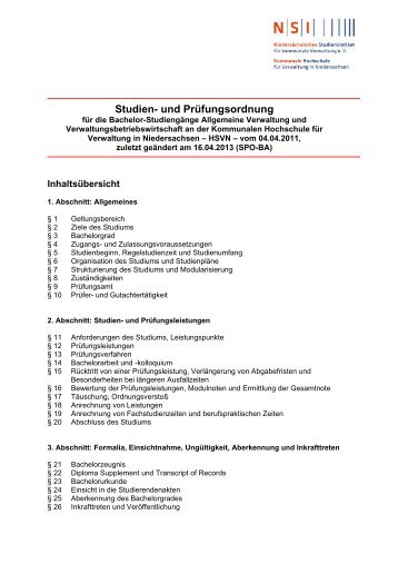 Studien- und Prüfungsordnung - NSI
