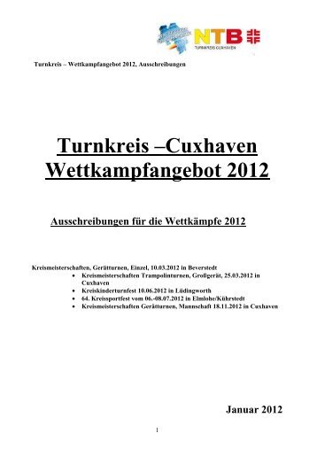 Turnkreis –Cuxhaven Wettkampfangebot 2012 - NTB