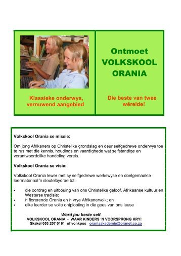 Lees meer oor Volkskool Orania