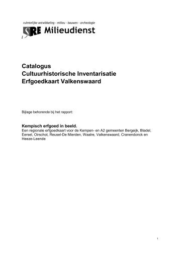 Catalogus cultuurhistorische inventarisatie gemeente Valkenswaard