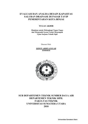 evaluasi dan analisa desain kapasitas saluran drainase di - USU ...