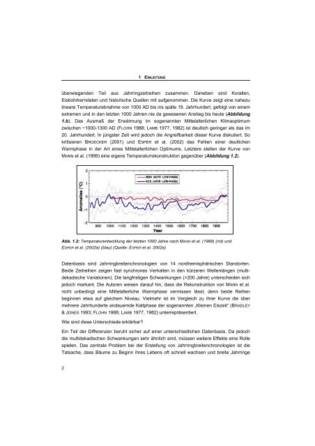 Dendro-Isotope und die Jahrringbreiten als Klimaproxis der letzten ...