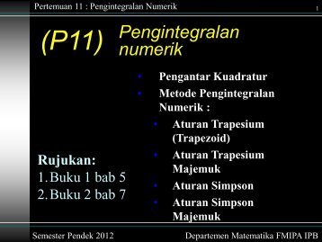 Pertemuan 11 : Pengintegralan Numerik - Matematika IPB