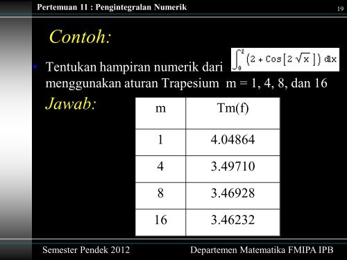 Pertemuan 11 : Pengintegralan Numerik - Matematika IPB