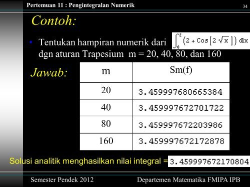 Pertemuan 11 : Pengintegralan Numerik - Matematika IPB