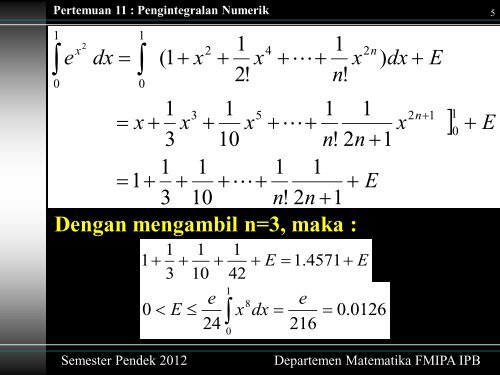 Pertemuan 11 : Pengintegralan Numerik - Matematika IPB