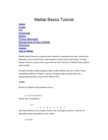 Matlab Basics Tutorial