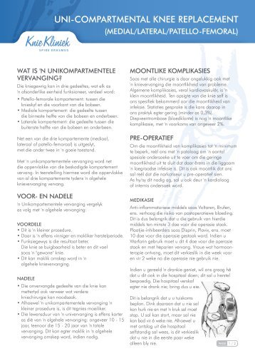 UNI-COMPARTMENTAL KNEE REPLACEMENT - orthoclinic.co.za