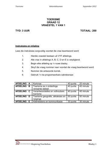 NUWE Gr 12 Toer rekord vraestel... - sacai