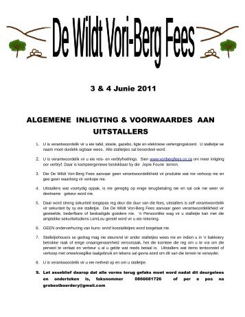 3 & 4 Junie 2011 ALGEMENE INLIGTING ... - Vori-Berg Fees