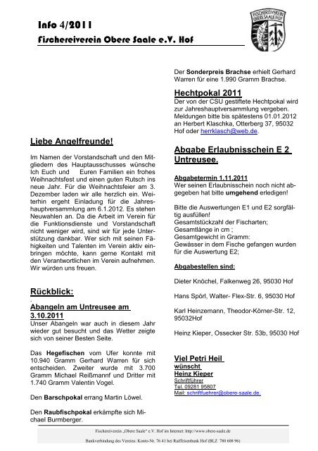 Info 4-2011 - Fischereiverein Obere Saale