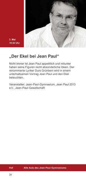 Jean Paul 2013 in Hof Jahresprogramm