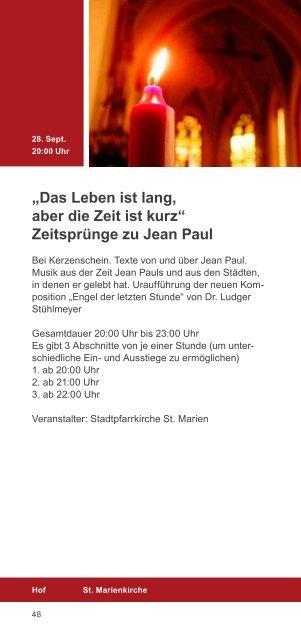 Jean Paul 2013 in Hof Jahresprogramm