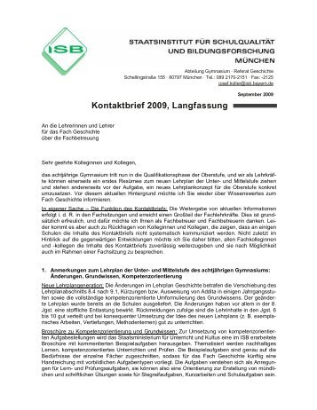 Kontaktbrief Geschichte 2009 Langfassung