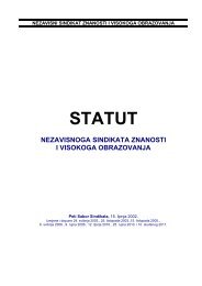 Statut - Nezavisni sindikat znanosti i visokog obrazovanja