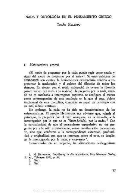 05. TOMÁS MELENDO, Nada y ontología en el pensamiento griego ...