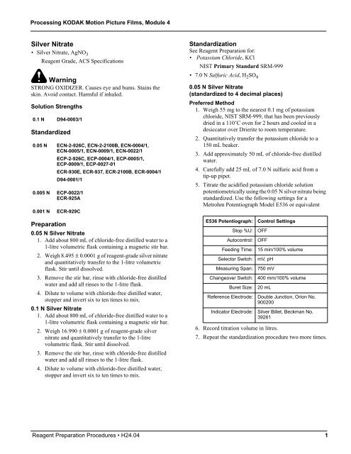 Silver Nitrate Warning - Kodak