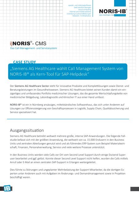 Case Study Siemens Healthc Call Management System Noris Ib