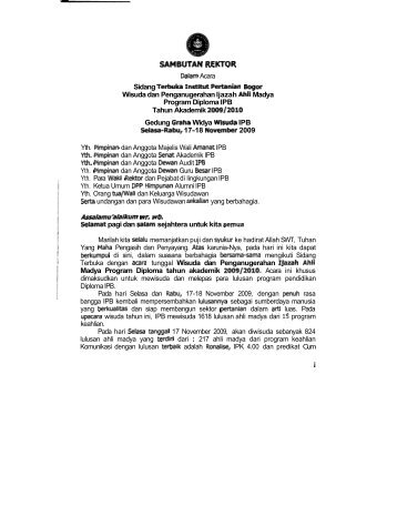 SAMBUTAN REKTOR - IPB-IRC