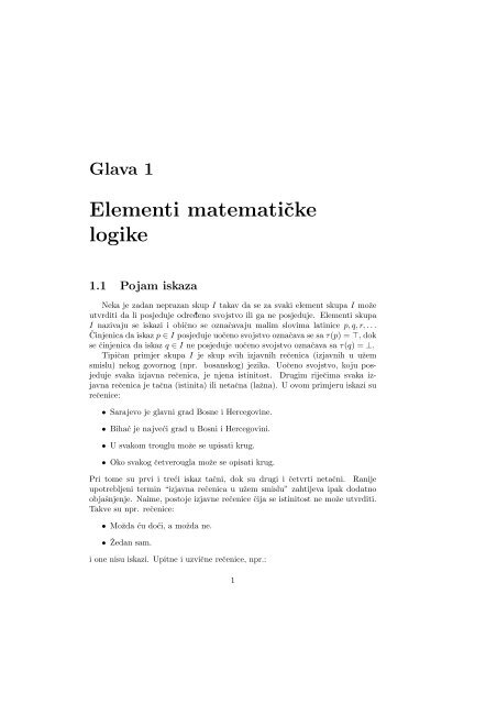 Elementi matematicke logike - Građevinski Fakultet Univerziteta u ...