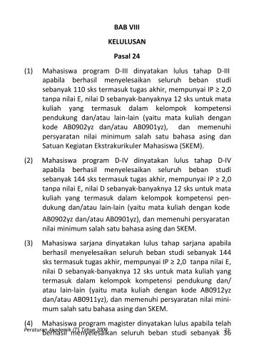 BAB VIII KELULUSAN Pasal 24 (1) Mahasiswa program ... - Pasca ITS