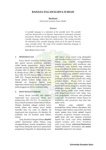 BAHASA DALAM KARYA ILMIAH - USU Institutional Repository ...