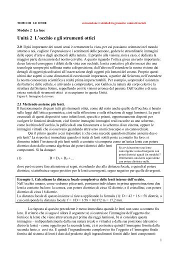 Unità 2 L'occhio e gli strumenti ottici - INFN Sezione di Roma