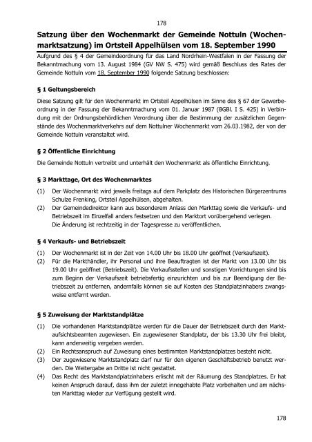 Verwaltungsgebührensatzung der Gemeinde Nottuln vom 18