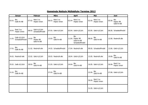 Abfuhrkalender 2012 als PDF-Datei - Gemeinde Nottuln