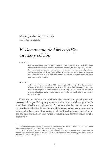 El Documento de Fakilo (803): estudio y edición