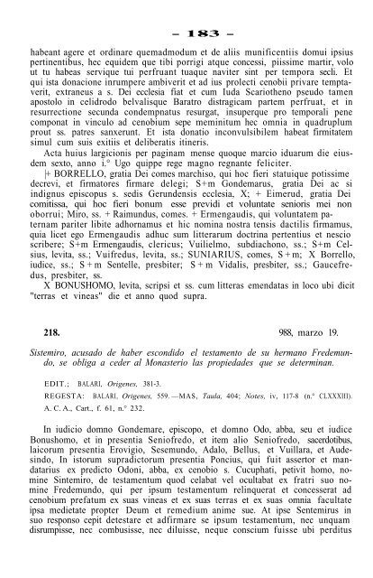 160. 984, abril 9. Carta precaria otorgada por Juan, abad de San ...