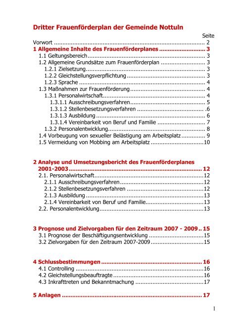 Frauenförderplan 2007 - Gemeinde Nottuln