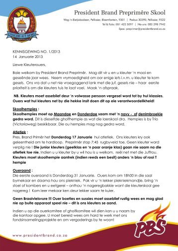 Kennisgewing 1 van 2013 - Presidentbrand.co.za
