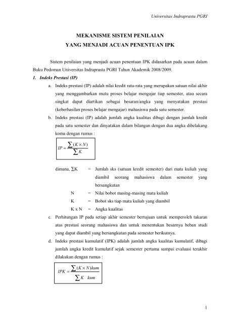 Mekanisme Sistem Penilaian - UNINDRA