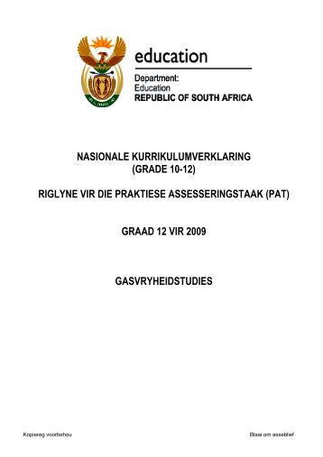 nasionale kurrikulumverklaring (grade 10-12) riglyne vir die