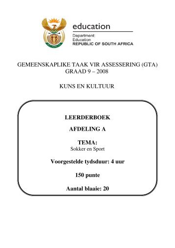 GEMEENSKAPLIKE TAAK VIR ASSESSERING (GTA) GRAAD 9 ...