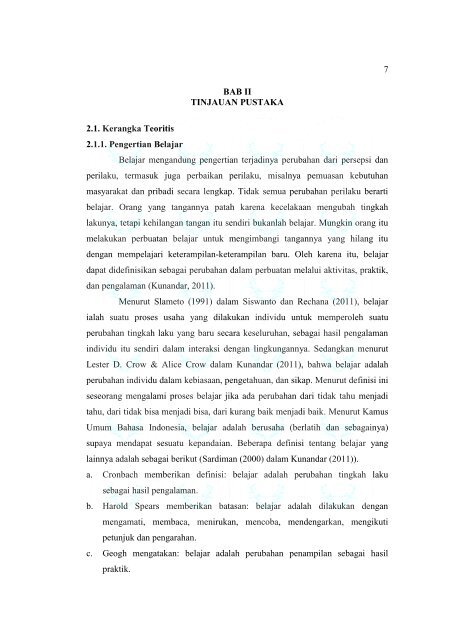 7 BAB II TINJAUAN PUSTAKA 2.1. Kerangka ... - Digilib UNIMED