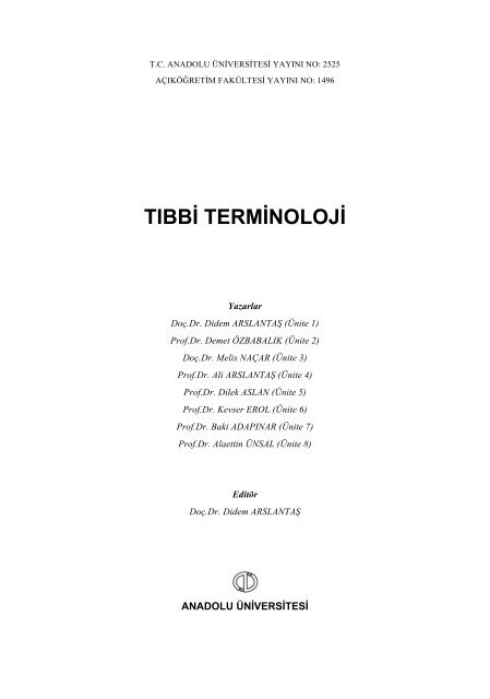 tıbbi terminoloji - Açıköğretim e-Öğrenme Portalı - Anadolu Üniversitesi