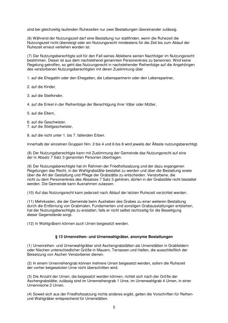 Friedhofsatzung pdf - Gemeinde Ötisheim