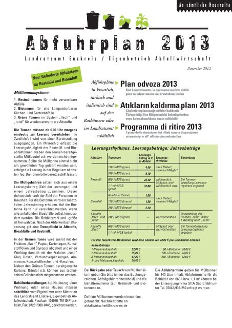 Abfuhrplan 2013 - Gemeinde Ötisheim