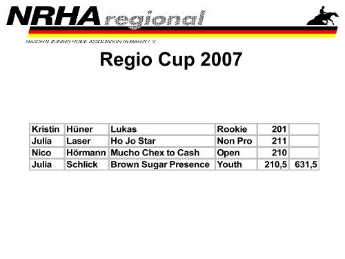 Regio Cup 2007 - NRHA