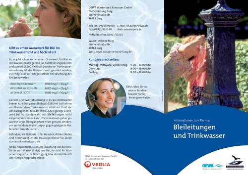 Bleileitungen und Trinkwasser - OEWA Wasser & Abwasser GmbH