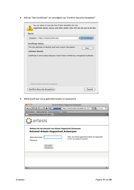 Handleiding SSL-VPN toegang - Artesis Hogeschool Antwerpen
