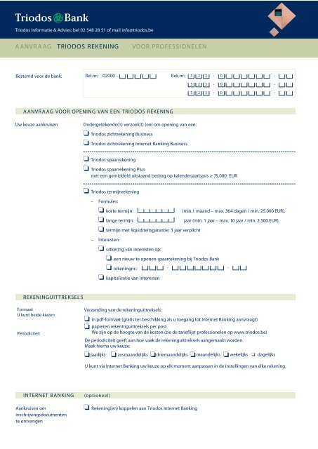 Aanvraagdossier voor een juridische constructie - Triodos