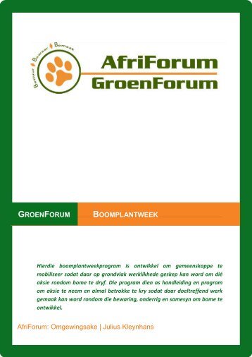 Nasionale Boomplantweek 1-7 September 2011 - GroenForum