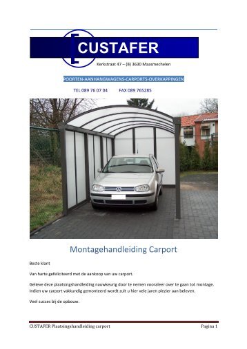 Montagehandleiding Carport - E-shop Hubo