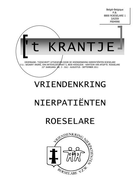 krantje derde kwartaal 2011 - Vriendenkring Nierpatiënten Roeselare