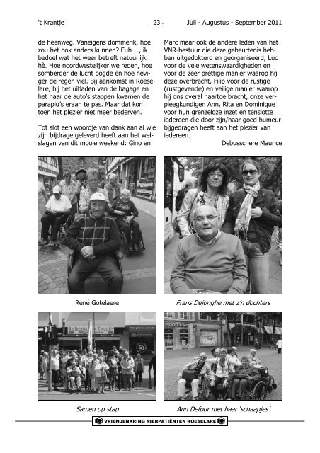 krantje derde kwartaal 2011 - Vriendenkring Nierpatiënten Roeselare