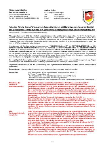 Niedersächsischer Tennisverband e.V. Kriterien für die ... - NTV